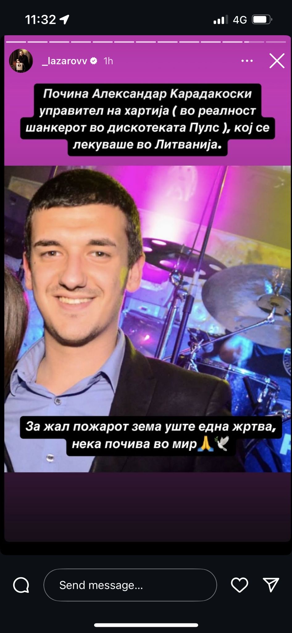 Aleksandar Makedonija 60. Žrtva požara foto:instagram:Lazarov