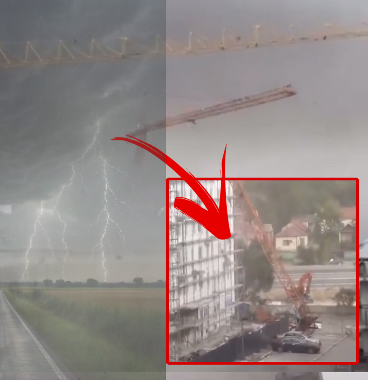 UZNEMIRUJUĆI SNIMAK PADA KRANA NA NOVOM BEOGRADU TOKOM OLUJE (VIDEO)